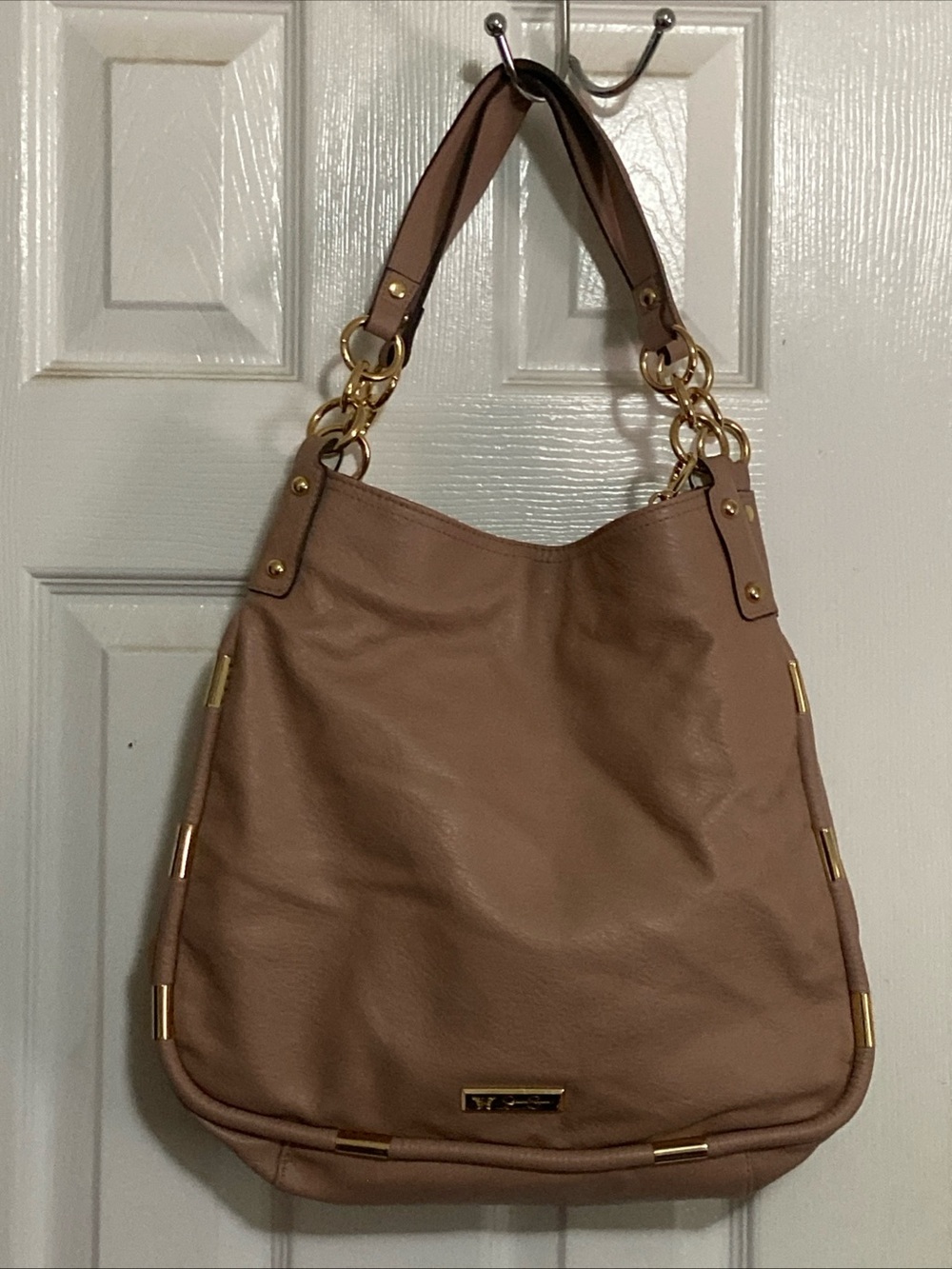 Jessica Simpson Taupe Hobo Bag with Gold Hardware